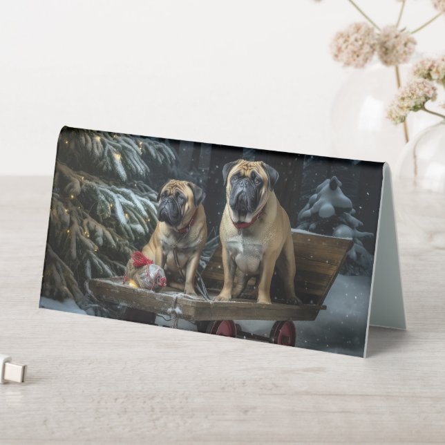 Bullmastiff Snowy Sleigh Christmas Decor  Table Tent (In SItu (Table))