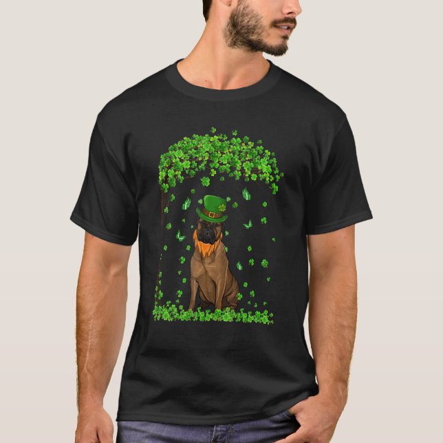 Bullmastiff St Patricks Day Lover Irish Shamrock D T-Shirt (Front)