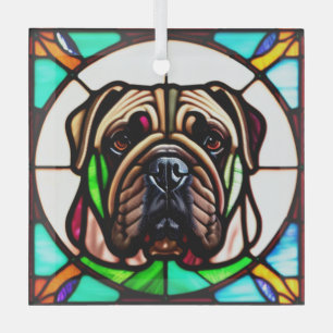 Bullmastiff "Stained Glass"  Glass Ornament