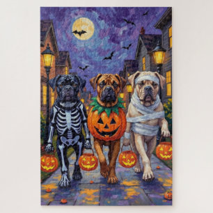 Bullmastiff Trick-or-Treating Halloween Costumes Jigsaw Puzzle