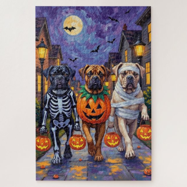 Bullmastiff Trick-or-Treating Halloween Costumes Jigsaw Puzzle (Vertical)