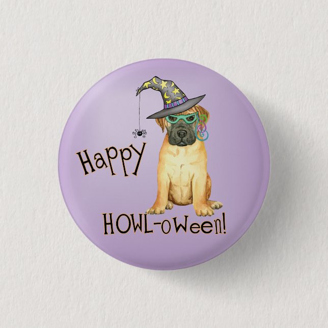 Bullmastiff Witch Button (Front)