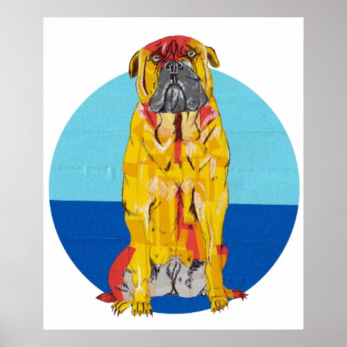 Bullmastiff with Blue Background Poster