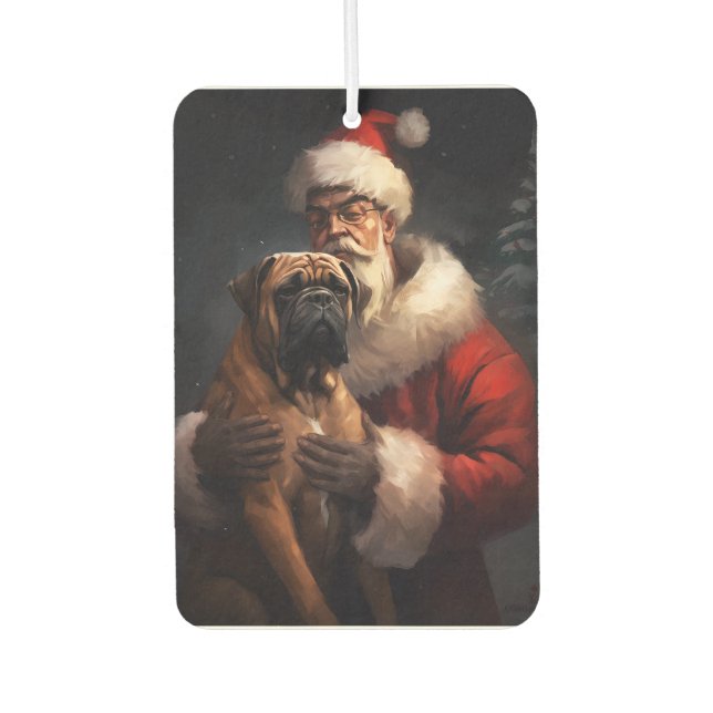 Bullmastiff With Santa Claus Festive Christmas  Air Freshener (Front)