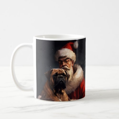 Bullmastiff With Santa Claus Festive Christmas  Coffee Mug