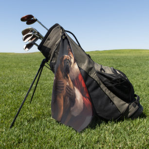 Bullmastiff With Santa Claus Festive Christmas Golf Towel