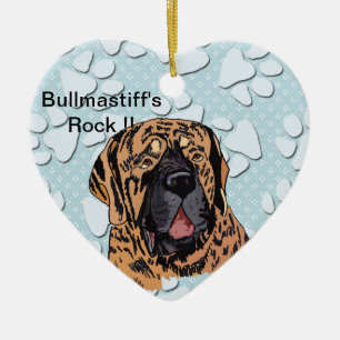 Bullmastiff's Rock !! - Brindle Face Ceramic Ornament