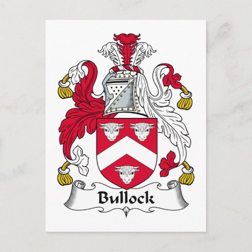 Bullock Family Crest Postcard