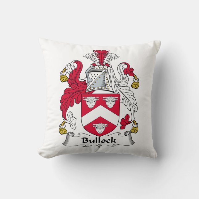 Bullock Family Crest Throw Pillow (Front)
