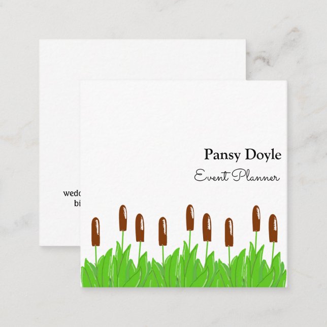 Bullrush Event Planner Square Business Card (Front/Back)