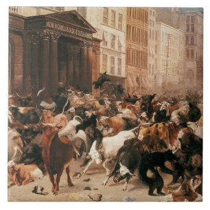 Bulls and Bears in the Stock Market (W.H. Beard) Ceramic Tile