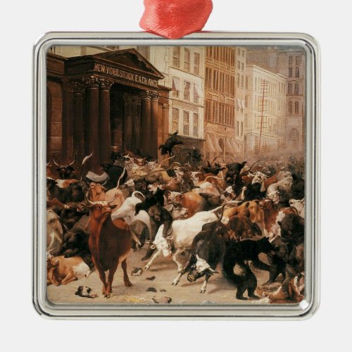 Bulls and Bears in the Stock Market WH Beard Metal Ornament