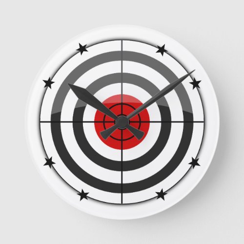 Bulls Eye Black Star Round Clock