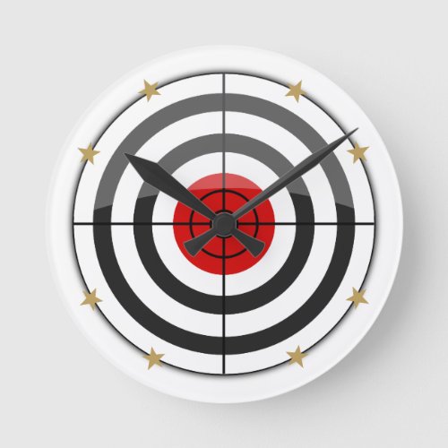 Bulls Eye Gold Star Round Clock