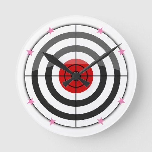 Bulls Eye Pink Star Round Clock