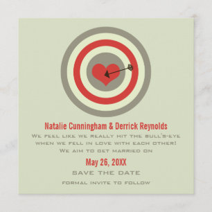 Bull's-Eye Save the Date Invite, Gray & Red
