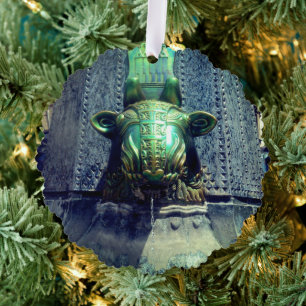 bull's head fountain ornament card