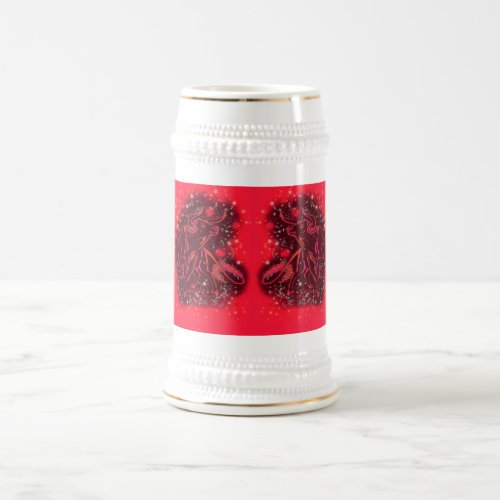 Bulls Running At Red Starry Night Beer Stein