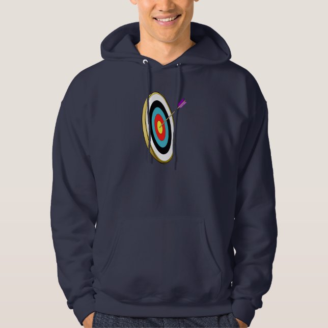 Bullseye Archery Target with Arrow Hitting Center  Hoodie (Front)