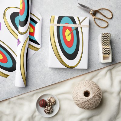 Bullseye Archery Target with Arrow Hitting Center  Wrapping Paper