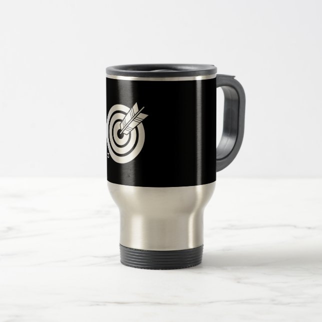 Bullseye Arrow Travel Mug (Front Right)