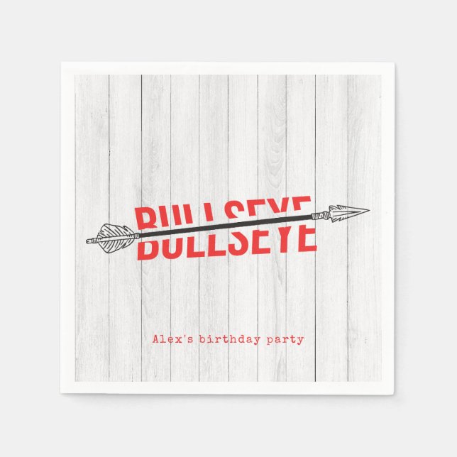Bullseye Bow & Arrow Archery Tween Birthday Party Napkins (Front)