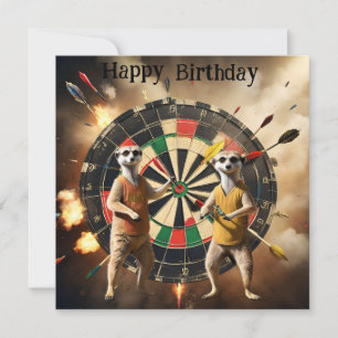 Bullseye Burrow: Meerkat Dart Players, Birthday  Card
