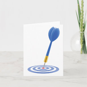 Bullseye Hit Blue Dart on Target Card