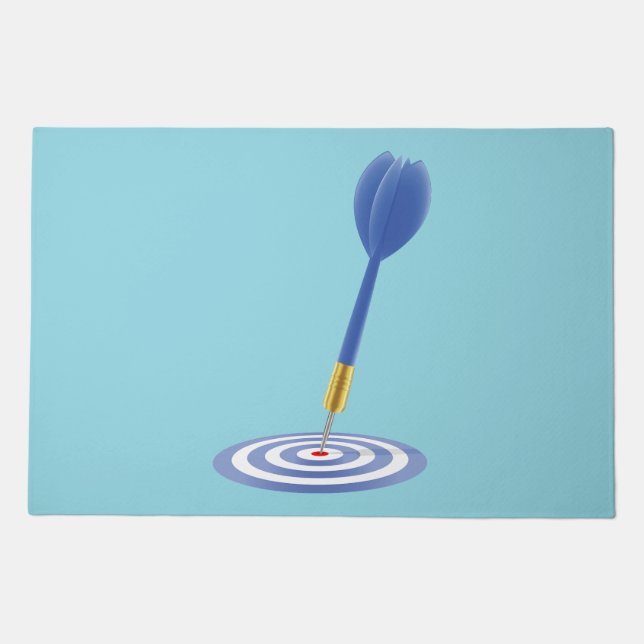 Bullseye Hit Blue Dart on Target Doormat (Front)