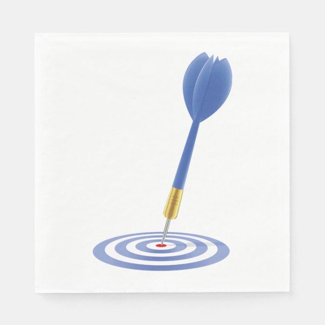 Bullseye Hit Blue Dart on Target Napkins (Front)