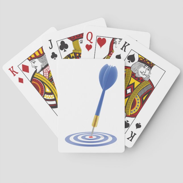 Bullseye Hit Blue Dart on Target Poker Cards (Back)