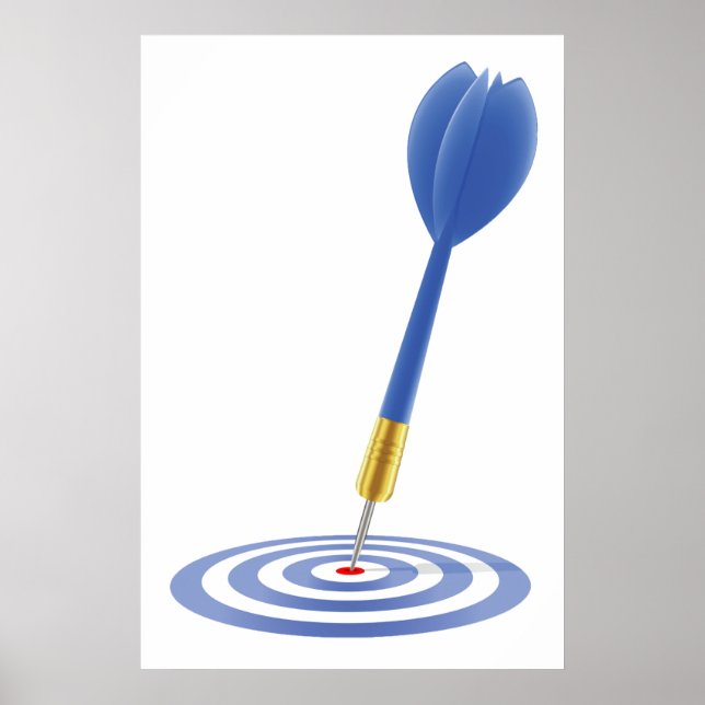 Bullseye Hit Blue Dart on Target Poster (Front)