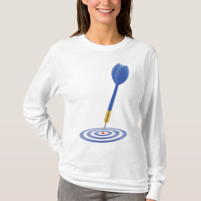 Bullseye Hit Blue Dart on Target T-Shirt (Front)