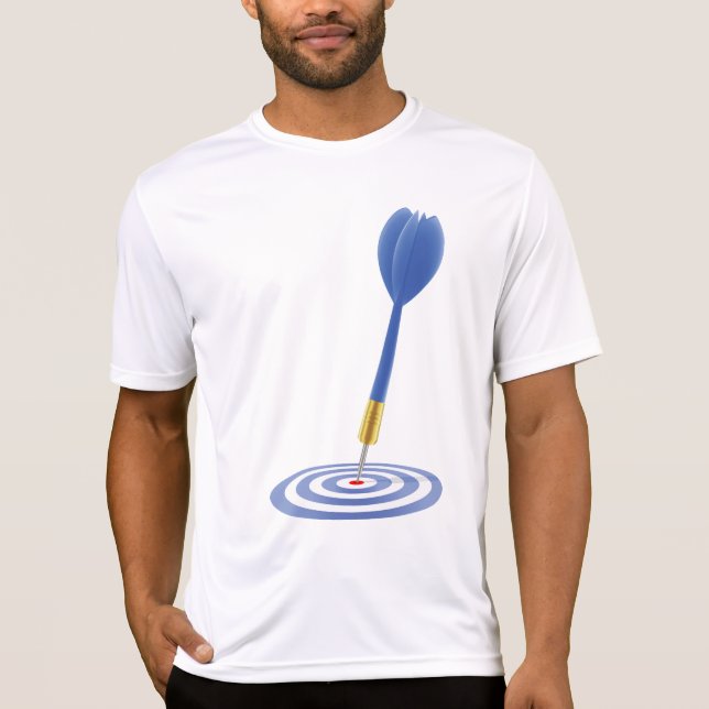 Bullseye Hit Blue Dart on Target T-Shirt (Front)
