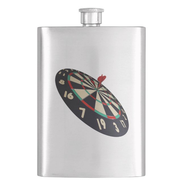 Bullseye On The Dartboard, Classic Hip Flask (Front)