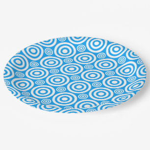 Bullseye-PAPER PLATES-Lt Blue-White Paper Plates