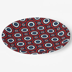 Bullseye-PAPER PLATES-Red White Blue Paper Plates