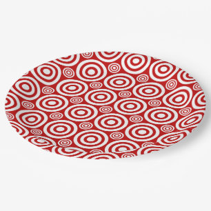 Bullseye-PAPER PLATES-Red-White Paper Plates