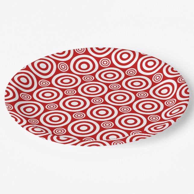 Bullseye-PAPER PLATES-Red-White Paper Plates (Angled)
