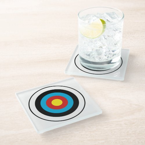 Bullseye Target Design Glass Coaster