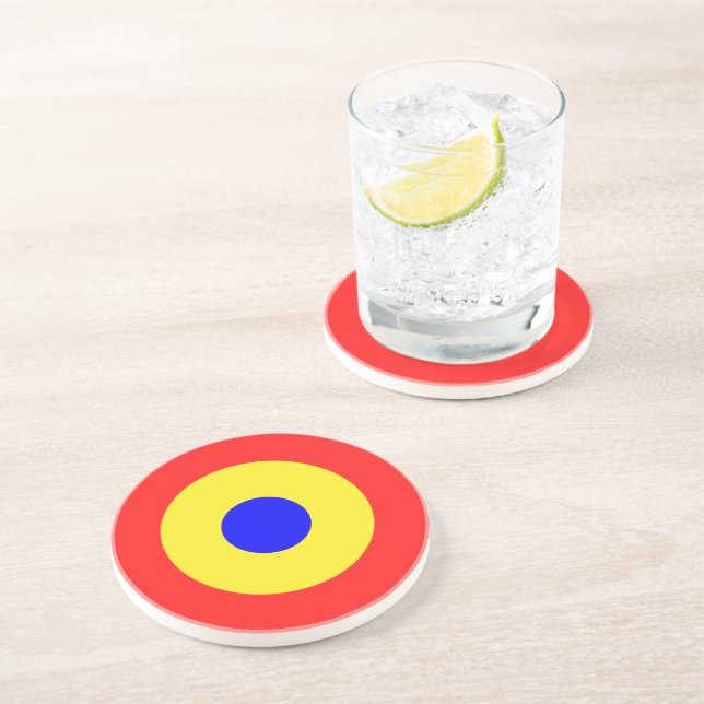 Bullseye Target Primary Colors Drink Coaster (Side)