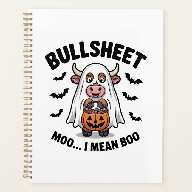 BULLSHEET Halloween Cute Cow in Ghost Planner (Front)
