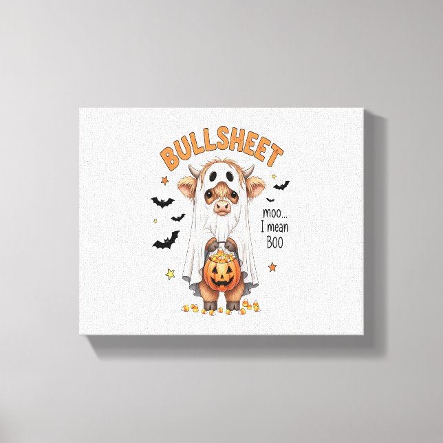 Bullsheet Highland Cow Funny Ghost Canvas Print (Front)