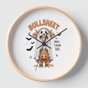 Bullsheet Highland Cow Funny Ghost Clock