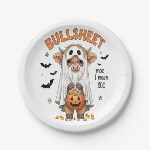 Bullsheet Highland Cow Funny Ghost Paper Plates