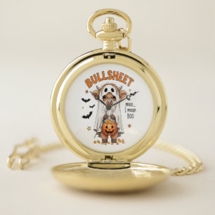 Bullsheet Highland Cow Funny Ghost Pocket Watch
