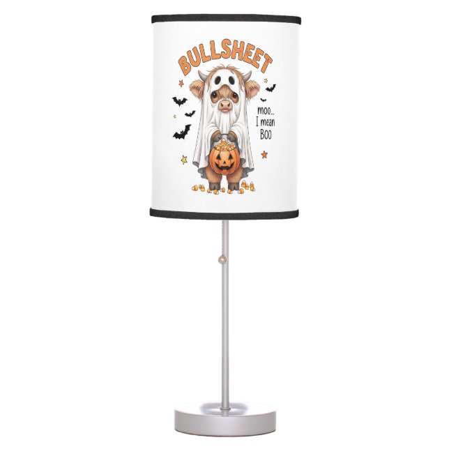 Bullsheet Highland Cow Funny Ghost Table Lamp (Front)