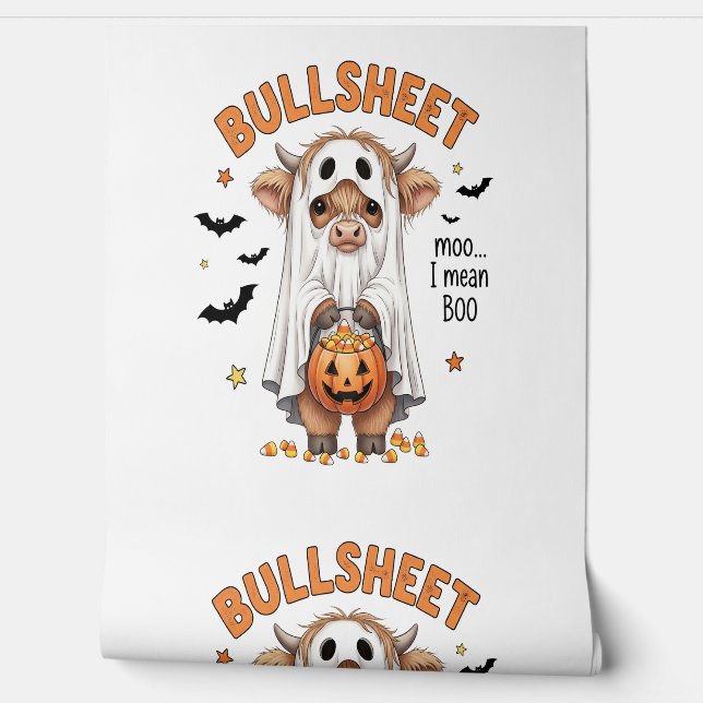 Bullsheet Highland Cow Funny Ghost Wallpaper (Unrolling)