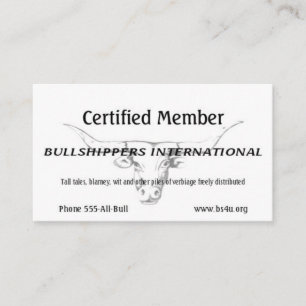Bullshippers International membership Business Card