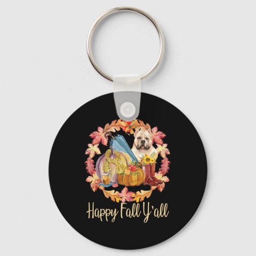 Bully American Bulldog Pumpkin Autumn Happy Fall Y Keychain